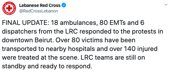 Во время протестов в Ливане пострадали более 200 человек